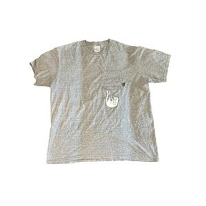 Ripndip T Shirt L Gray Graphic Nermal Cat Flip Off Middle Finger In Pocket SK8